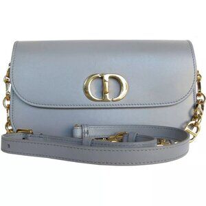 Auth Christian Dior 30 Montaigne Shoulder Bag gray leather authentic